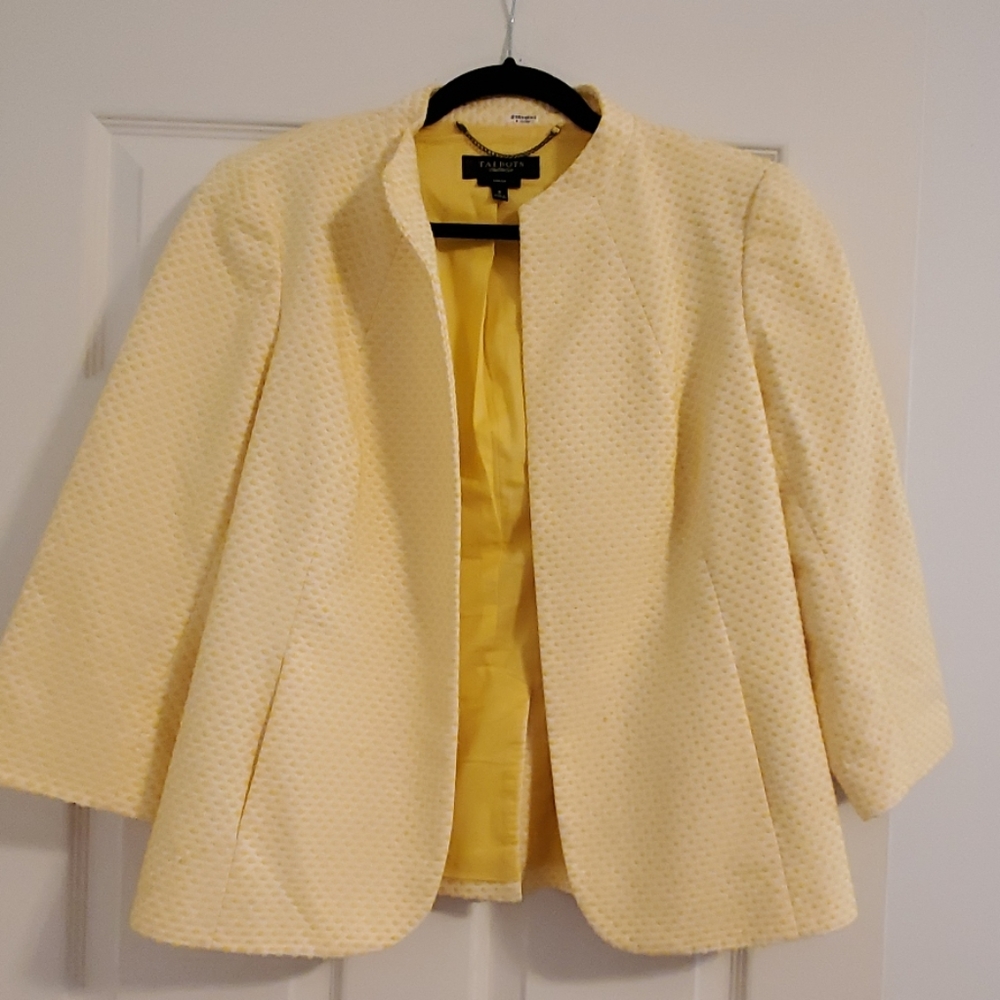 Talbots Yellow poka dot blazer
